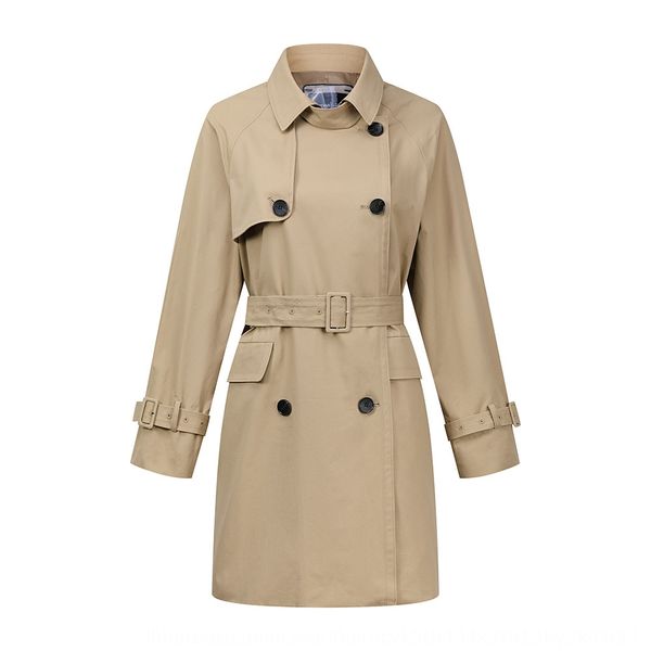 

6hme1 хаки jiazehua 2019 новый двубортный траншею приталенные талии темперамент ol средней длины ветровки пальто ветровка тренчкот, Tan;black