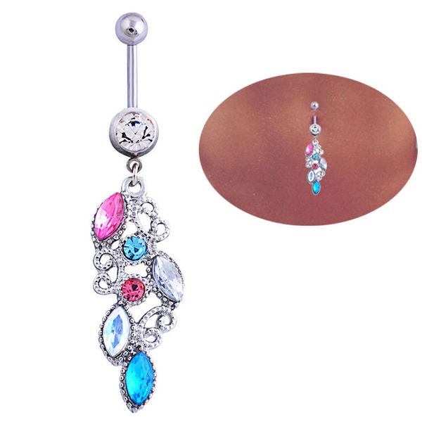 

d0488 ( 1 color ) body piercing jewelry clear wings belly button navel rings body piercing jewelry dangle fashion charm cz stone 10pcs/lot, Silver
