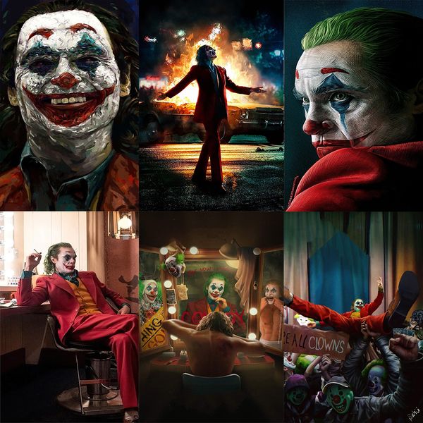

the movie joker poster joker portrait canvas painting posters and prints cuadros wall art for living room home decor (no frame