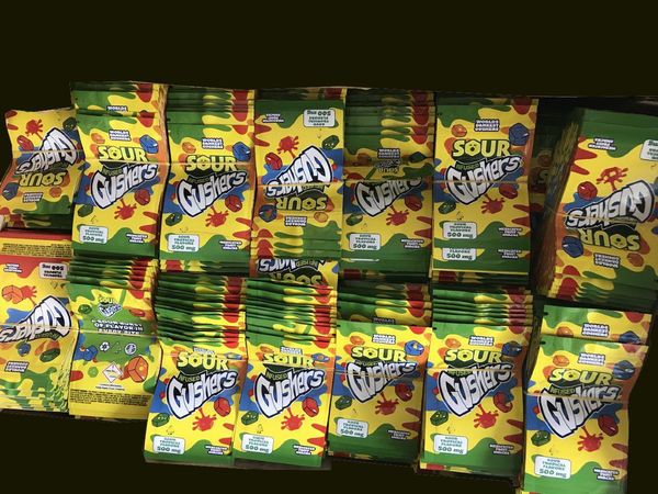 

empty gushers 500mg sour gushers tropical flavor errlli sour terp crawlers edibles bag candy bag packaging hashtag honey candy bag erkxg