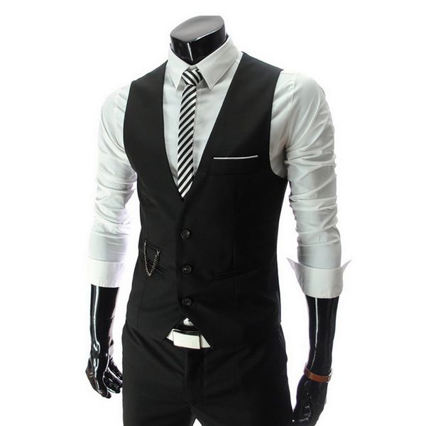 

2020 men formal dress suit vests slim fit men suit vest male wedding party waistcoat homme casual sleeveless business jacket, Black;white
