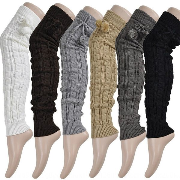 

new thickened long tube over knee high winter knitted pile socks knee pads wool wool leg pads socks, Pink;yellow