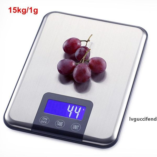 

15kg/1g digital kitchen scale for baking 15kg electronic balance touch button measuring tools t200326