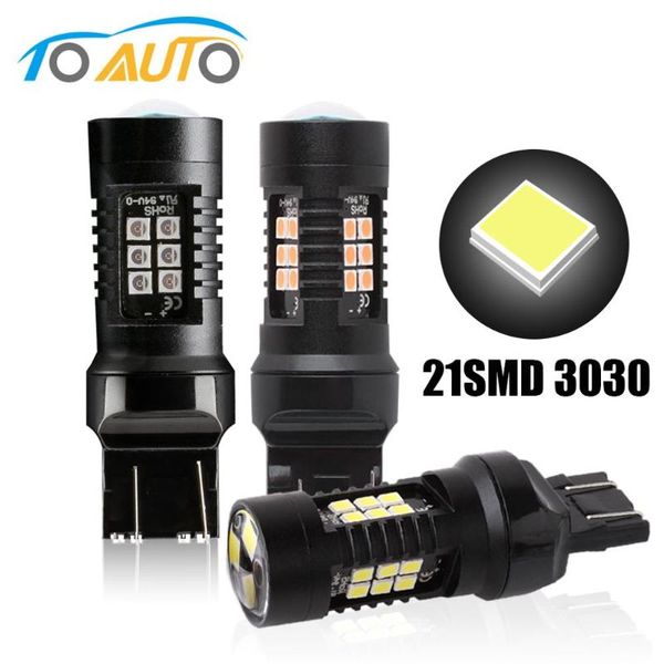 

7443 srck t20 led w21/5w w21w 7440 led bulbs car brake tail slights 21smd 3030 chips auto lamp white red yellow 12v