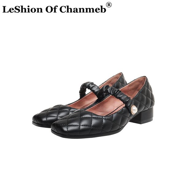 

dress shoes pearl women square toe pumps block heels mary jane causal ladies quilted white nude black brand designer 33-41