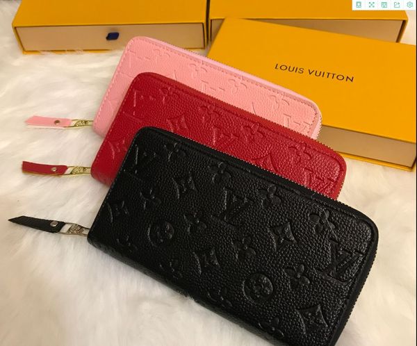 

zipper long purse designer women pu clutch wallets 3 colours wholesale card holders, Red;black