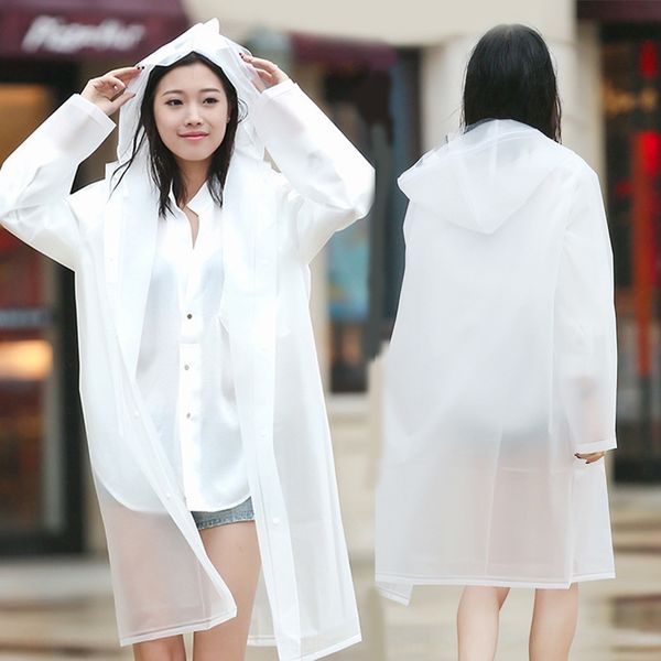 

qrxxl protective non-disposable outdoor hiking protection student one-piece transparent eva protective raincoat non-disposable outdoor, Black