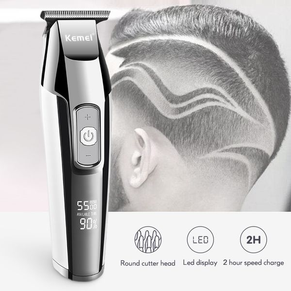 

kemei electric hair clipper lcd display 0mm men diy beard baldheaded trimmer km 5027 maquina de barbear ndirs xhhair