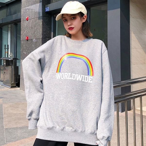 

cotton 2019 autumn korean new sweater round neck loose thin long sleeve sweater women's women's clothing, Black