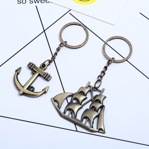 

epacket dhl simple and fashionable alloy sailboat anchor keychain dakr126 mix order key chain keychain, Slivery;golden