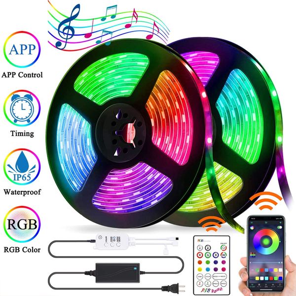 

led light belt bluetooth app control waterproof 5050 rgb led light belt color changing rope light belt synchronized with music 10062