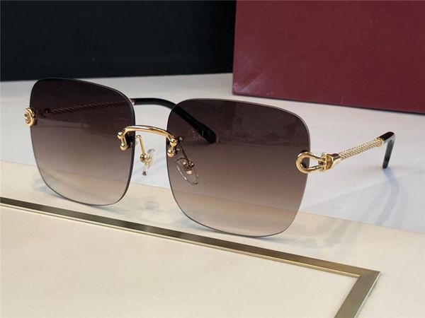 

new fashion rimless design sunglasses 0246 metal frame square lens low profile simple uv400 protective lens and flat lens, White;black