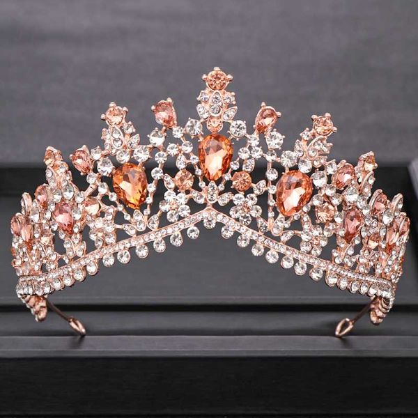 

silver color gold baroque crystal tiaras wedding crown rhinestone diadems queen women hair jewelry bridal hair accessories, Golden;silver