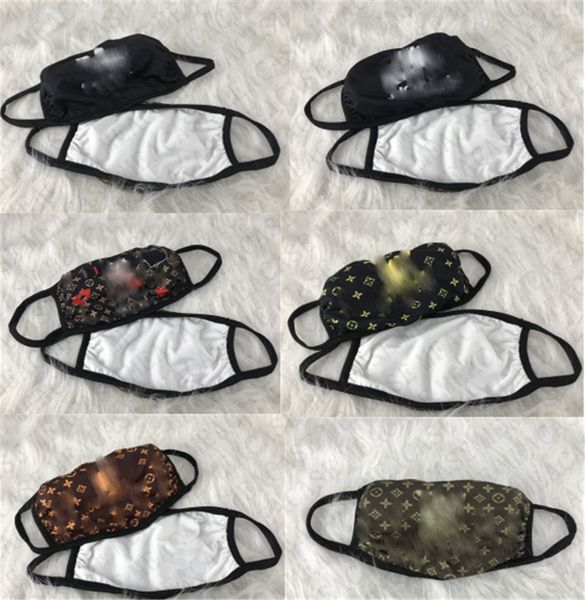

2020 adults desinger fashion face mask women men washable double layers silk fabric face masks letters print half face cover in stock d73103, Blue