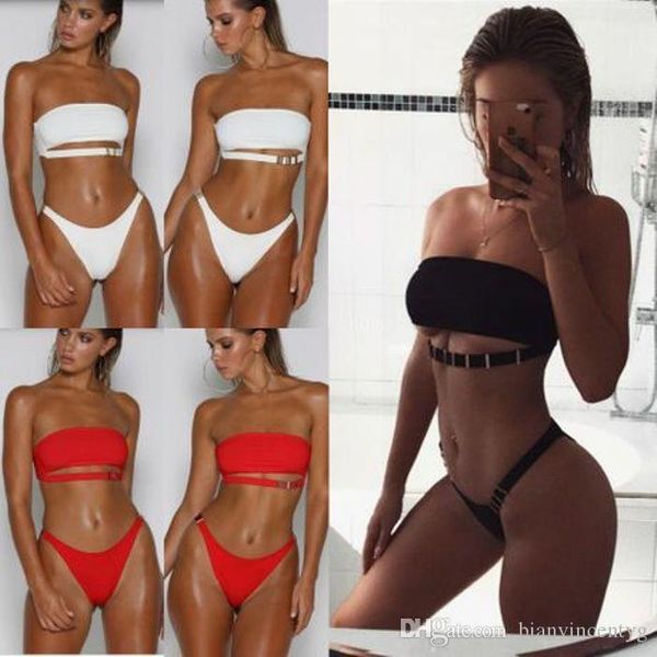 

womens brazilian thongs bandage bikini swimsuit swimwear women bikini set high waisted bathing suit brazilian biquini maillot suit, White;black