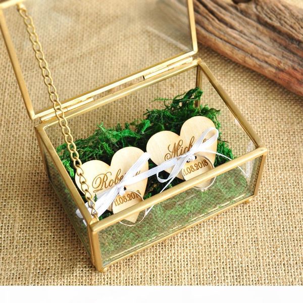 

g new personalized wedding glass ring box hexagon box stained glass ring pillow wedding copper ring box, Black;white