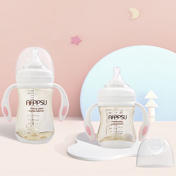 

8a7d1 new anti-flatulence bottle ppsug milk bottle wide caliber baby silicone nipple with handle straw silicone milk bottlenipple bottleoem