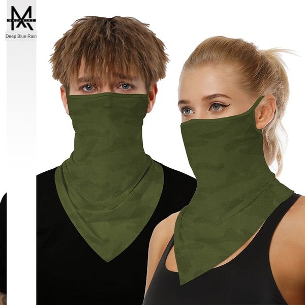 

army green bird plaid cloth printing motorcycle triangle towel dustproof scarf motorcycle mask riding hanging earmuff triangle towel, Black