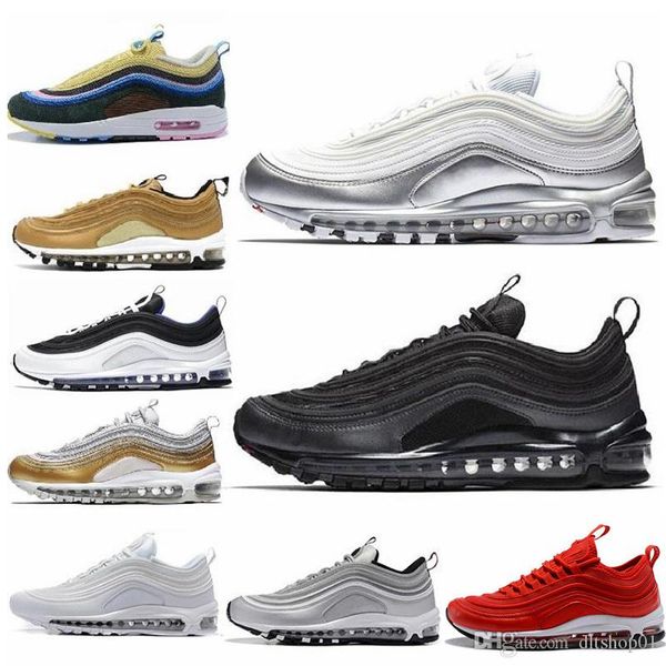 

2019 new og gold silver men running shoes women training sports fashion black white red 2018 wholesale with box size 36-45