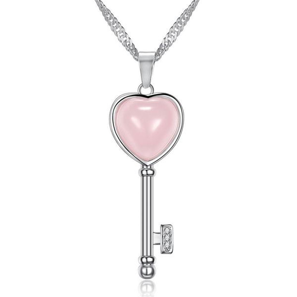 

creative heart-shaped key pendant necklace women's wedding engagement fashion collarbone chain jewelry gifts for the new year, Silver