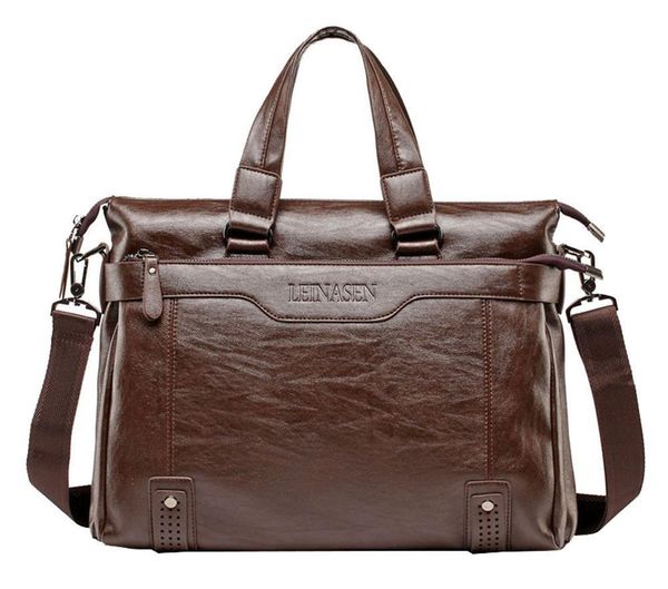 

nice quality man bag leather black briefcase men business handbag messenger bags male vintage men s shoulder bag large capacity
