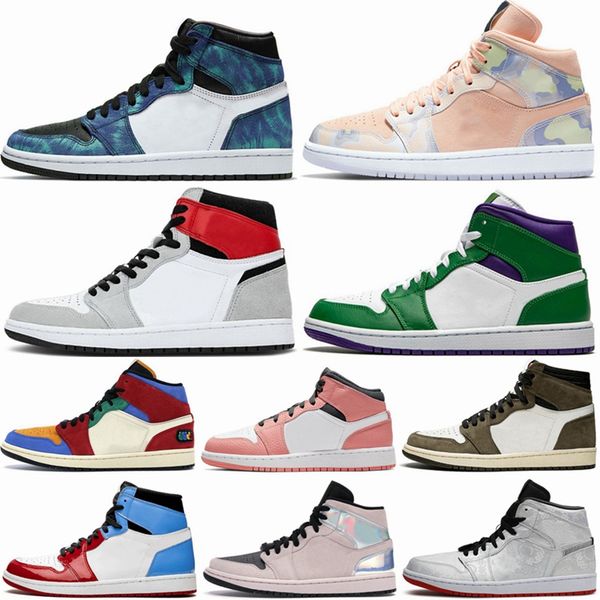 

1s mens basketball shoes tie dye pherspective mid milan incredible hulk crimson tint fearless 1 travis scotts women jumpman sport sneakers