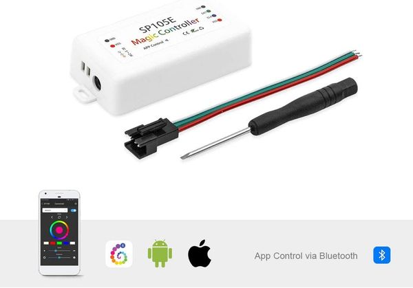 

wireless bluetooth controller sp105e ios/android app for ws2811 ws2812b ws2815 ws2813 ws2801 sk6812 ws2815 sk9822 apa102 etc led strip pixel