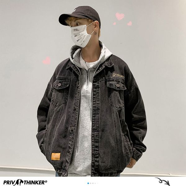 

autumn men denim jackets vinatge blue black man casual jean coats korean oversized male jacket coat 5xl, Black;brown