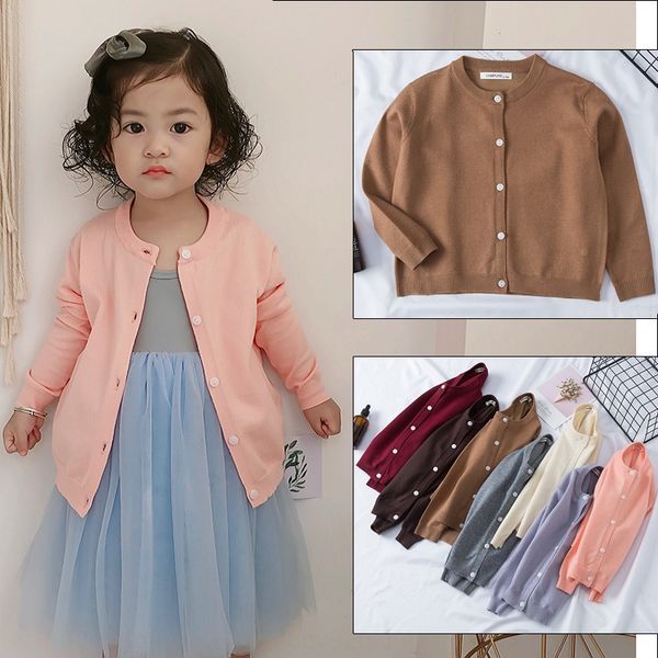 

ur0lh ins children's 2019 season new korean style children's solid color soft cored yarn long sleeve coat sweatersweater sweater k, Blue