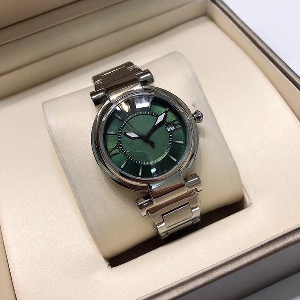 

новый стиль высочайшее качество кварцевые часы женщины 36mm синий / зеленый циферблат origianl застежка 316 stainless диапазона montre homme, Slivery;brown