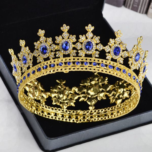 

новый дизайн зеленый синий красный белый кристалл золото металл круглый tiara корона диадема для невесты королева noiva люкс свадебные ювели, White;golden