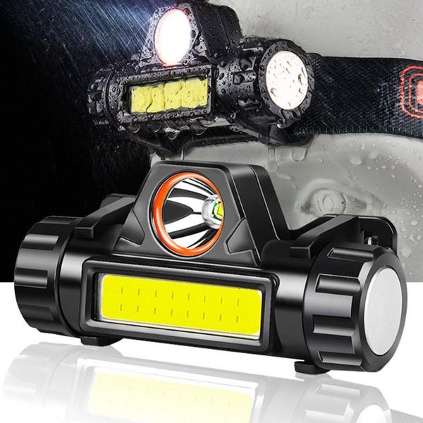 

outdoor survival camping hiking gear equipment portable mini xpe+cob led headlamp usb charging fishing headlights