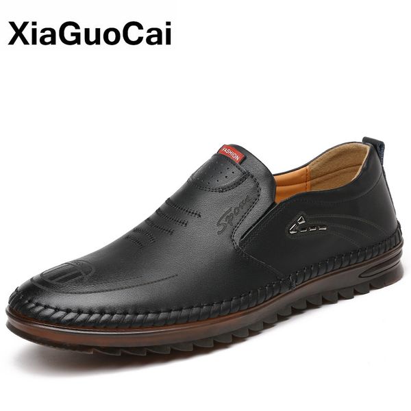

spring autumn men shoes fashion leather driving flats slip-on comfortable male loafers outdoor breathable man's doug footwear, Black