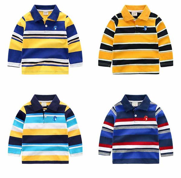 

boys designer long sleeved tshirts fashion 2020 new arrival striped polo shirts kids designer clothes boys pullever classic, Blue