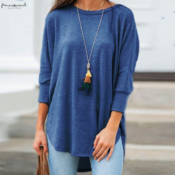 

plus size womens and blouses plain long sleeve solid womens cotton tunic irregular female spring autumn tee shirts blusas, White