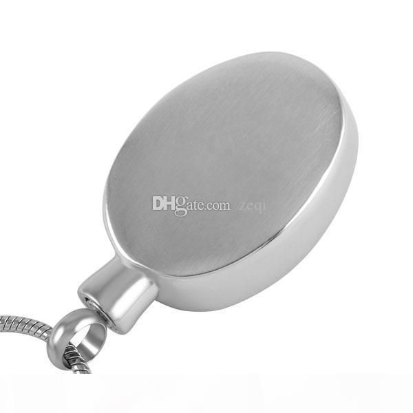 

ijd8848 personalized embossment 3d flower cremation pendant necklace hold ashes stainless steel memorial urn jewelry women men, Silver