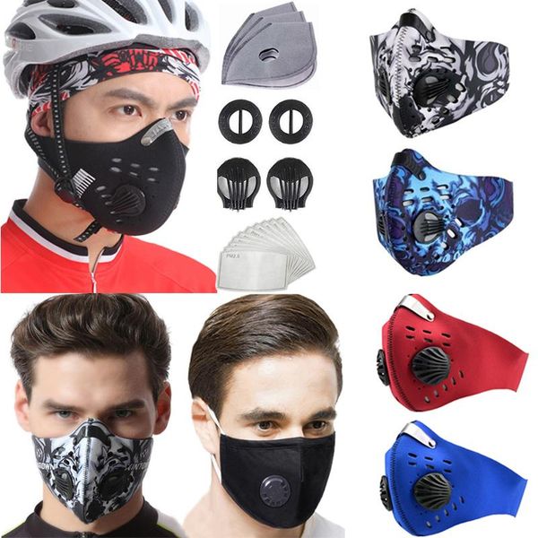 

us stock cycling face mask activated carbon masks face masks anti-fog windproof dust-proof breathable sunscreen outdoor cycling face mask, Black
