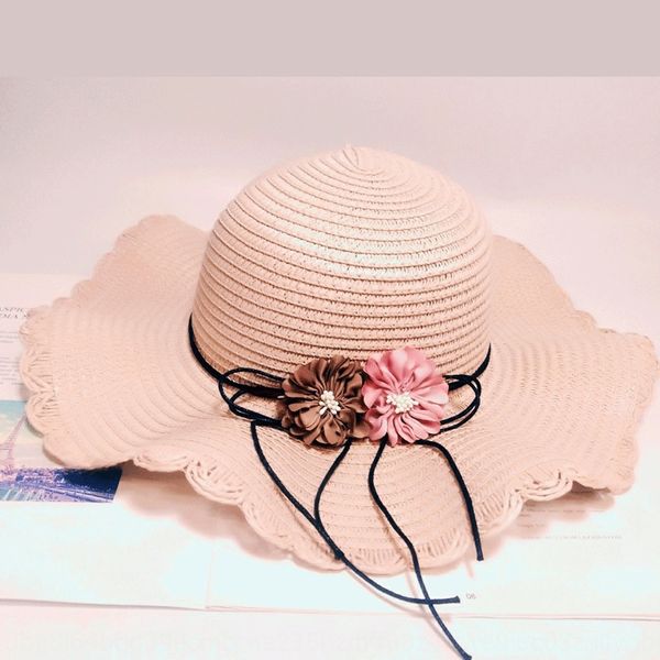 

new sunscreen sun women's flower big straw edge straw korean beach hat uv-proof hat, Yellow
