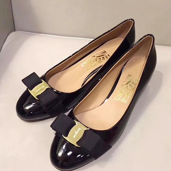 

lady dress shoes pumps 3 .5cm mid heels vara bow pump chunky luxury chaussures de femmes women shoes pumps wedding party fast ship, Black