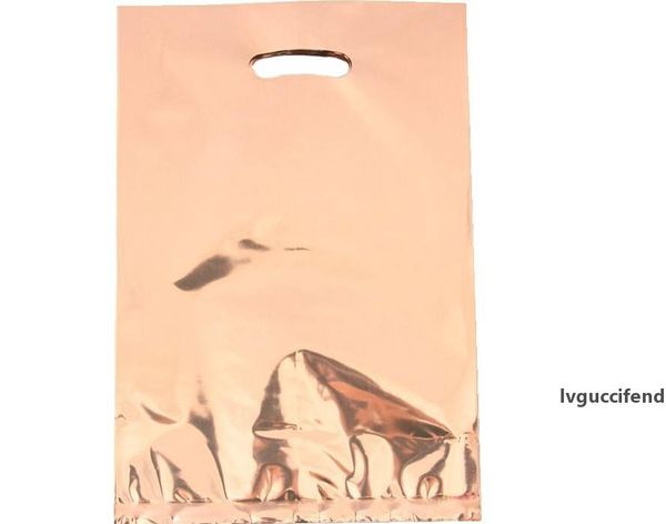 

100pcs rose gold color plastic gift bags fluorescence color theme plastic candy bags rose gold theme loot