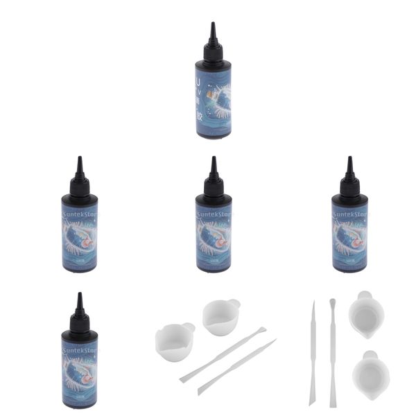 

500g clear crystal epoxy uv resin w/ 2 sets tool sunlight activated for diy