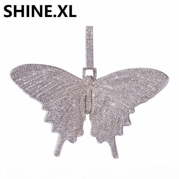 

iced out animal big butterfly pendant necklace silver blue plated mens hip hop bling jewelry gift wholesale