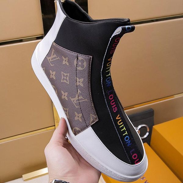 

2020 fashion shoes boots zipper luxury bottes chaussures pour hommes with original box warm winter fashion shoes for men flats high mens, Black