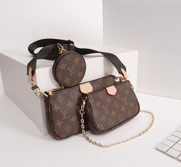 

designer three-piece luxury shoulder bag ladies fashion printed canvas diagonal small square bag multi-function three-piece bag gift 44823