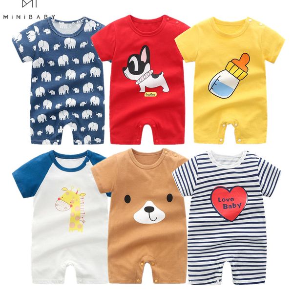 

2020 summer baby romper short sleeve cotton pajamas newborn clothes for boys jumpsuit baby outfits clothing overalls for newborn, Blue