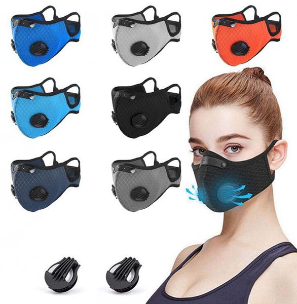 7style Bisiklet Yüz Vana Spor Binme Maskesi PM2.5 Anti-toz Kirliliği Maske Aktif Karbon Filtre GGA3574-5 Nefes ile Mesh Maske