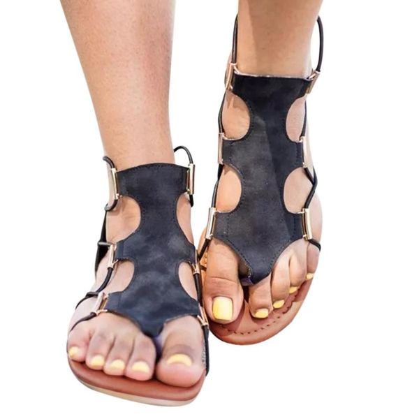 

sagace women sandals 2020 summer cool casual retro roman style ladies hollow shoes cross strap flat comfort females sandals, Black