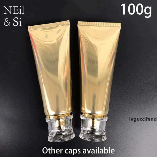 

100ml gold plastic soft bottle 100g cosmetic facial cleanser cream empty squeeze tube shampoo lotion bottles ing