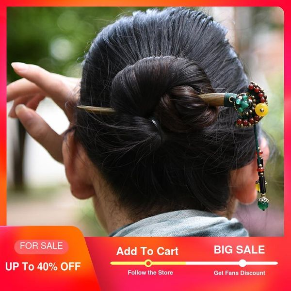

ethnic hairpin for women sanders wood sticks charm copper fan red yellow carnelian drop vintage jewelry 2020 fashion gift, Golden;silver