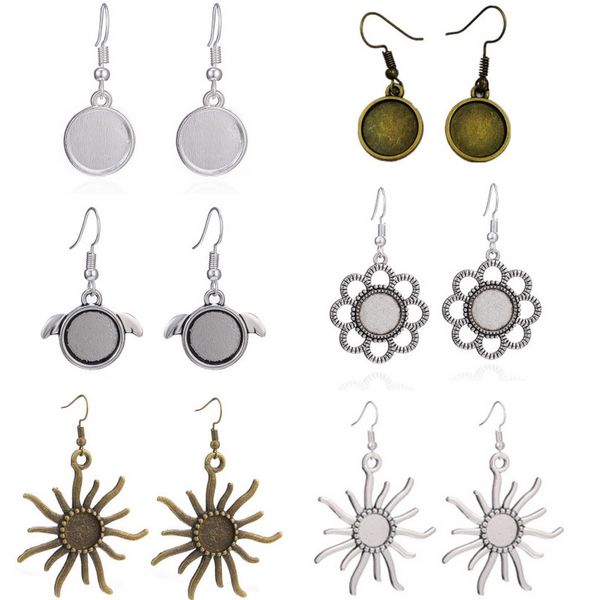 

diy jewelry accessories 12mm bottom brackets time gem sublimation blank pendant earring dangle chandelier for transfer printing, Silver